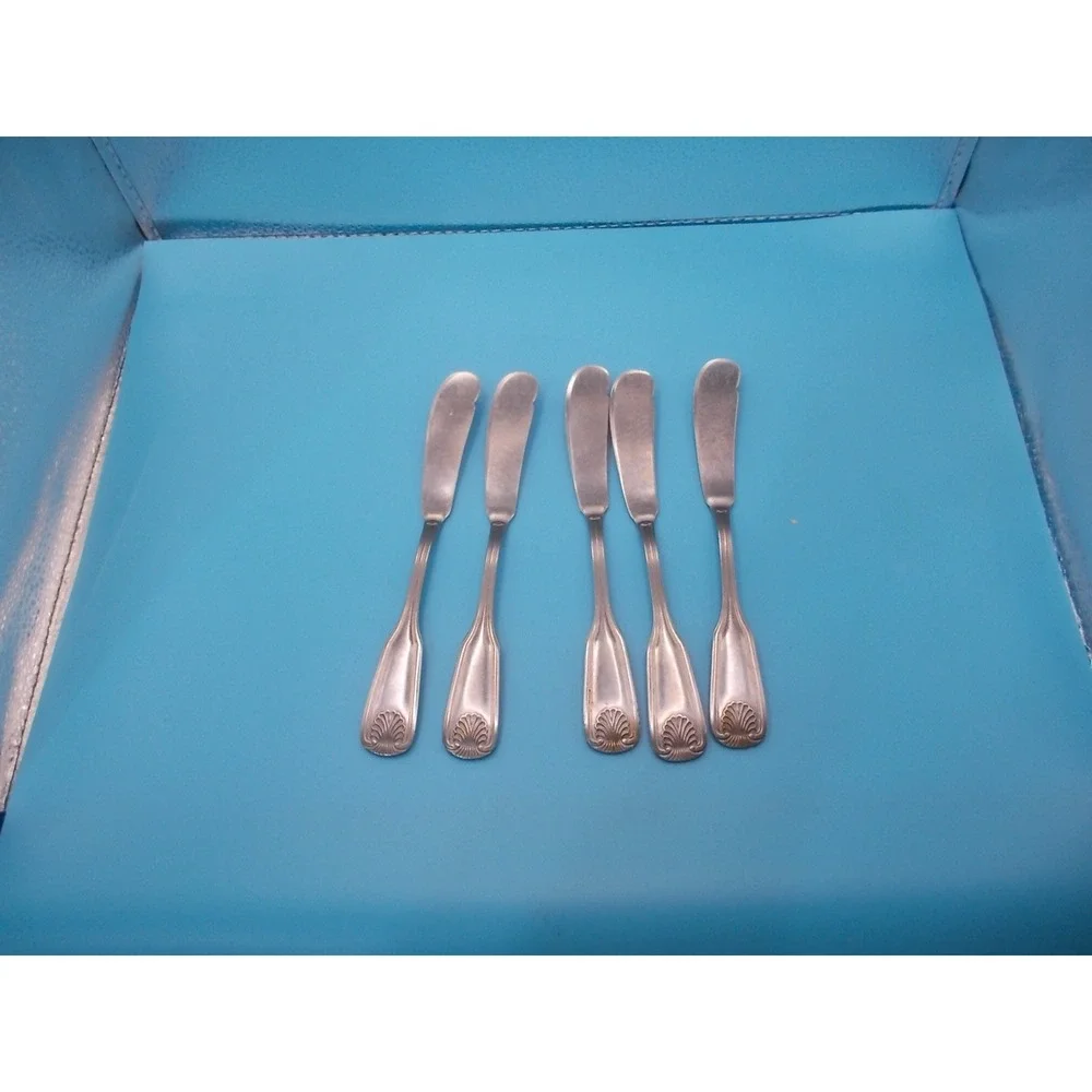 Capco Stainless Steel Butter Spreader Knives Set of 5 Shell Pattern Korea